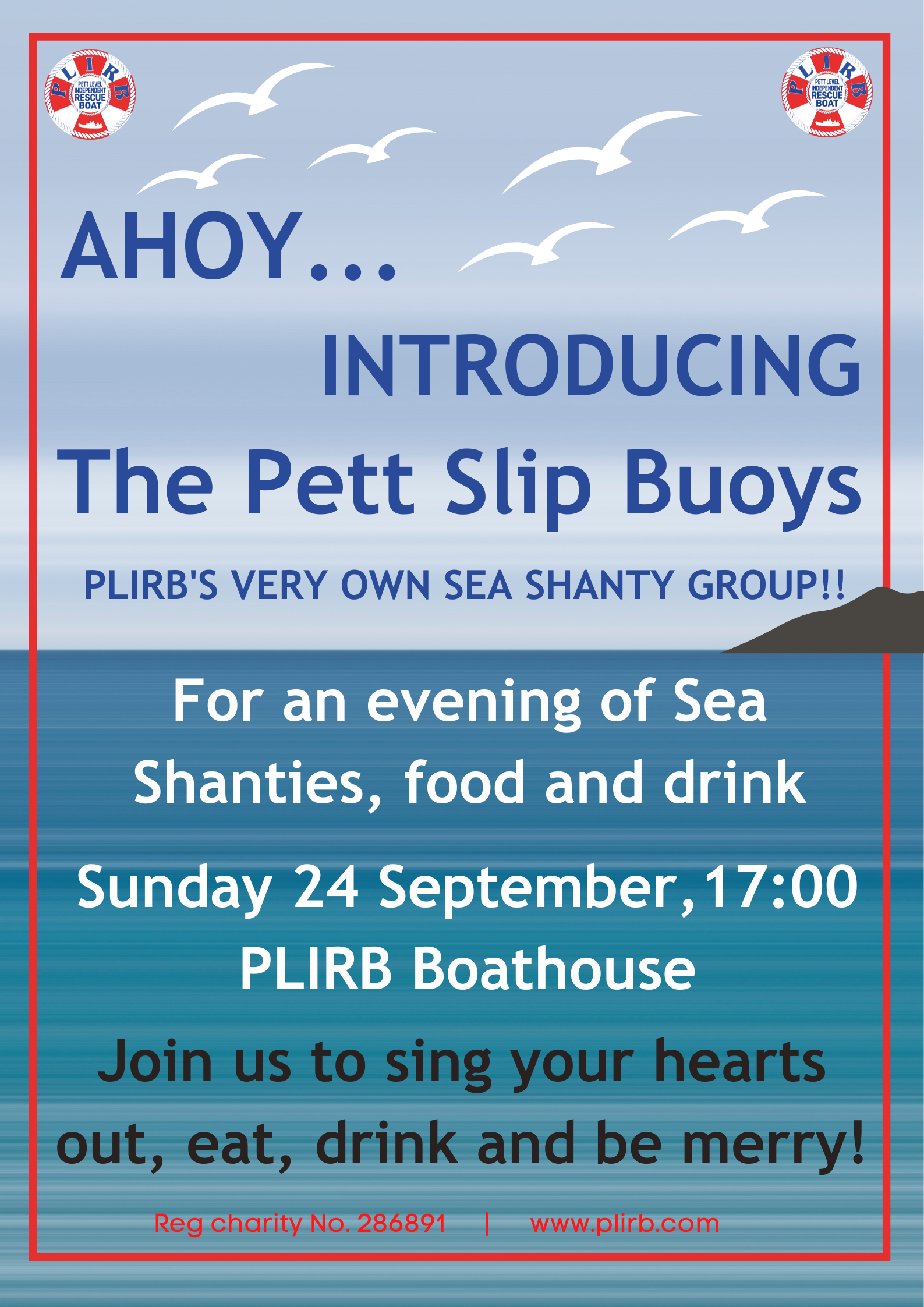 Pett Slip Buoys Sea Shanty Group Sunday 24th September 5pm PLIRB Boathouse