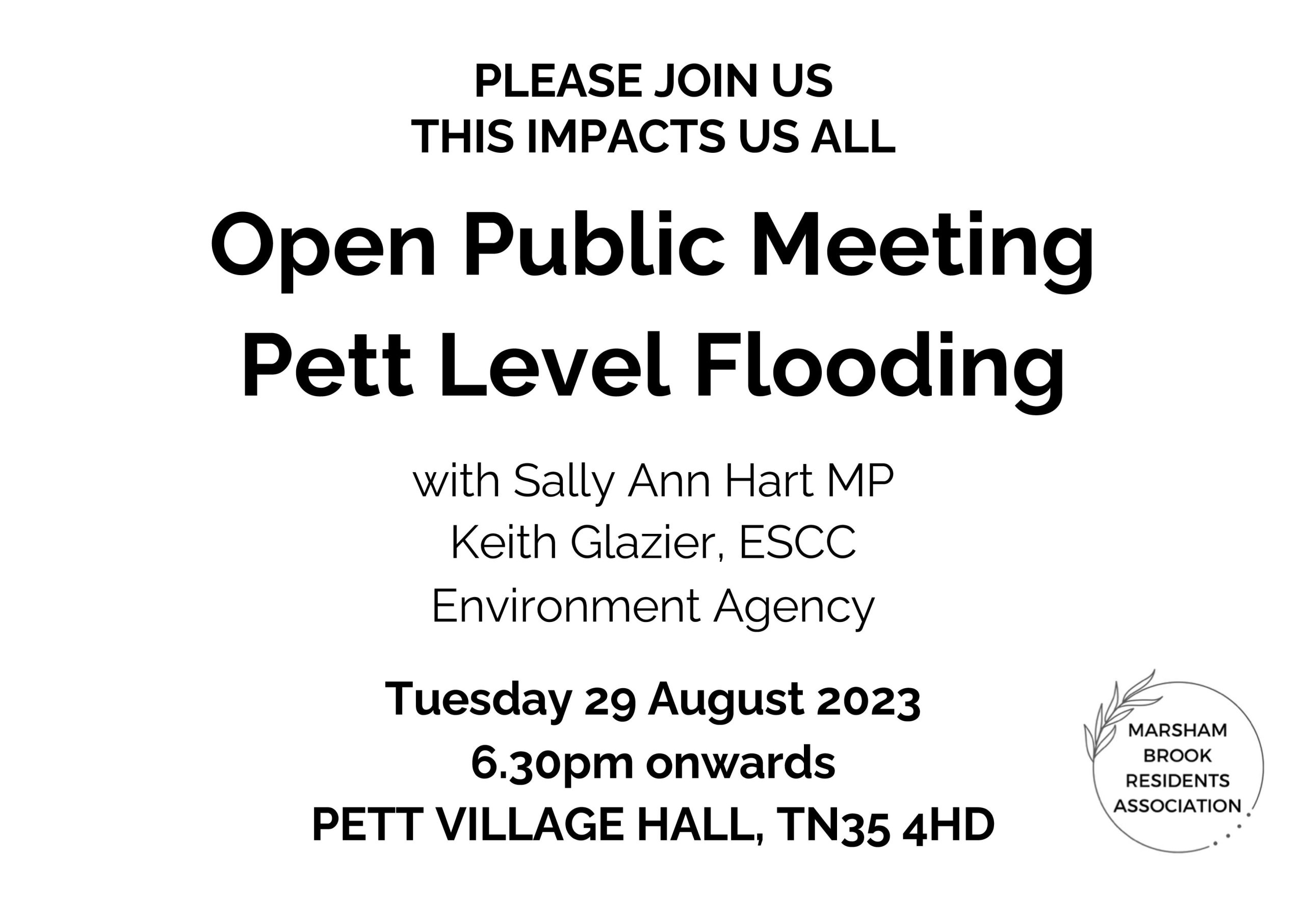 29th August 6.30pm onwards Public meeting regarding the Flood of the 16th January, at the village hall